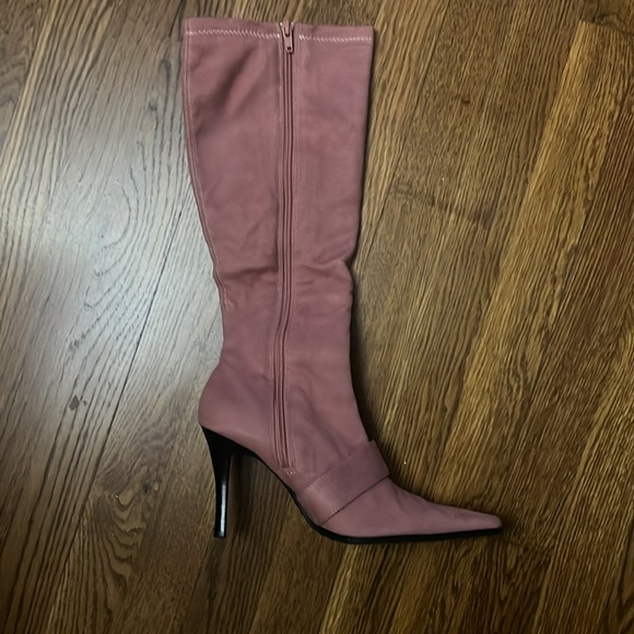 Elegant Pink Knee-High Stiletto Boots 3.5 in heel - Picture 2 of 3